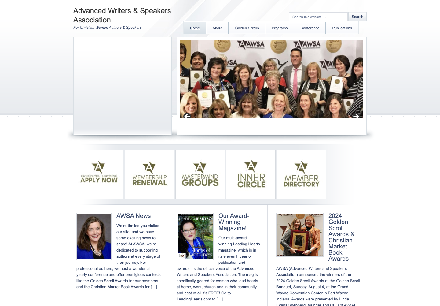 Original live AWSA website before the AI facelift